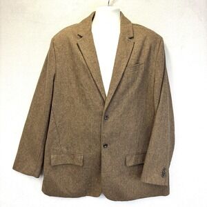 Old Navy Y2K Herringbone Tweed Blazer Mens 2XL Brown Wool Blend Classic Coat